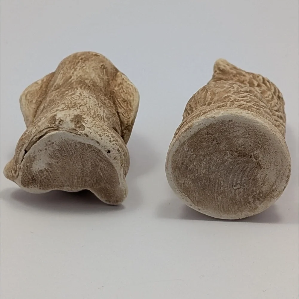Terra Stone Cat And Dog Textured Figurines Resin Or Chalkware - Adorable Unique